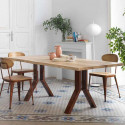 Mesa de forja con tapa de madera Trento