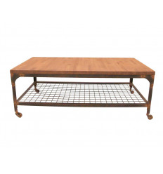 mesa de centro industrial con ruedas