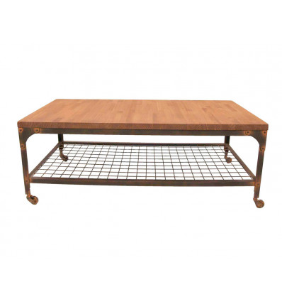 mesa de centro industrial con ruedas