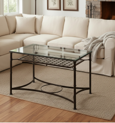 Mesa de camilla elevable de forja Sevilla con rejilla