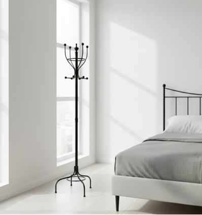 Percha de pie de forja Segovia 4 ganchos