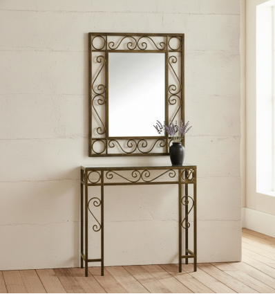 consola de forja rulo con espejo a juego