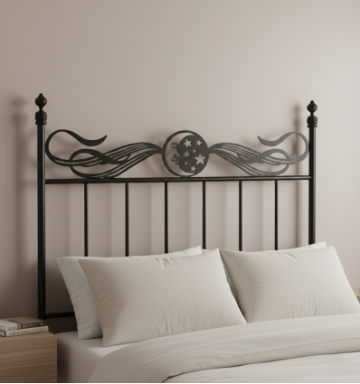 cabecero de forja luna y estrellas