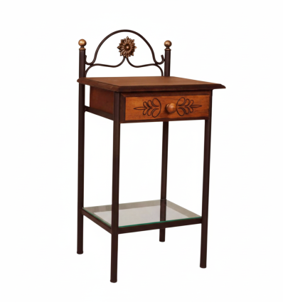 mesita de noche de forja floron