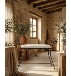 banqueta de forja para dormitorio guirnalda