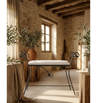 banqueta de forja para dormitorio guirnalda