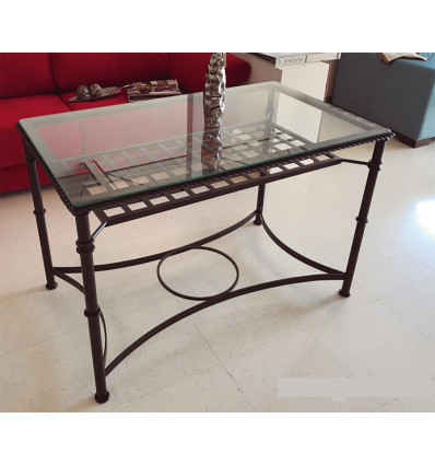 Mesa de camilla elevable de forja Sevilla con rejilla