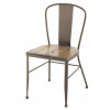 Silla de forja industrial Roma con asiento de madera