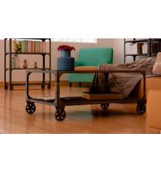 Mesa de centro industrial Macarena con ruedas