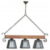 lampara rustica forja y madera