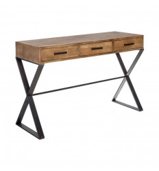 Consola rústica de hierro y madera