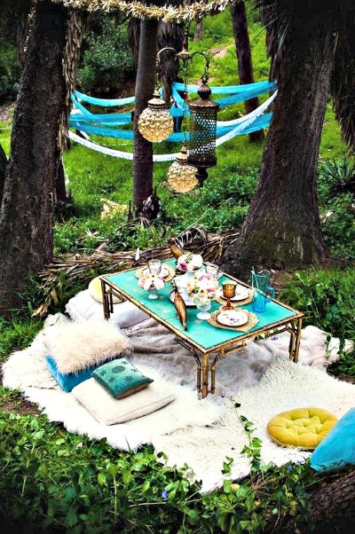 Jardín decorado estilo bohemio