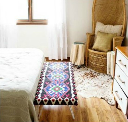 Banqueta de dormitorio vintage kilim