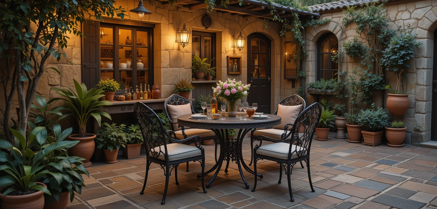conjunto jardin mesa y sillas