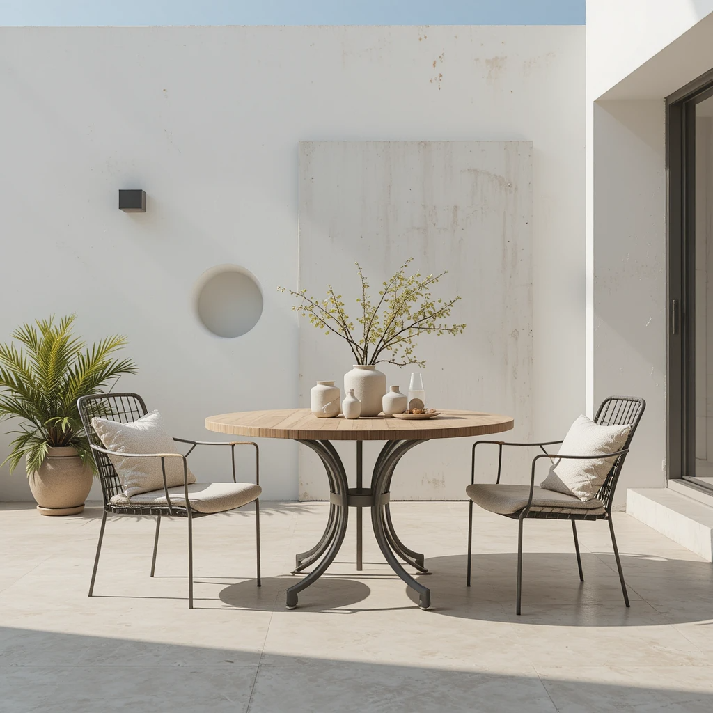 conjunto jardín mesa y sillas