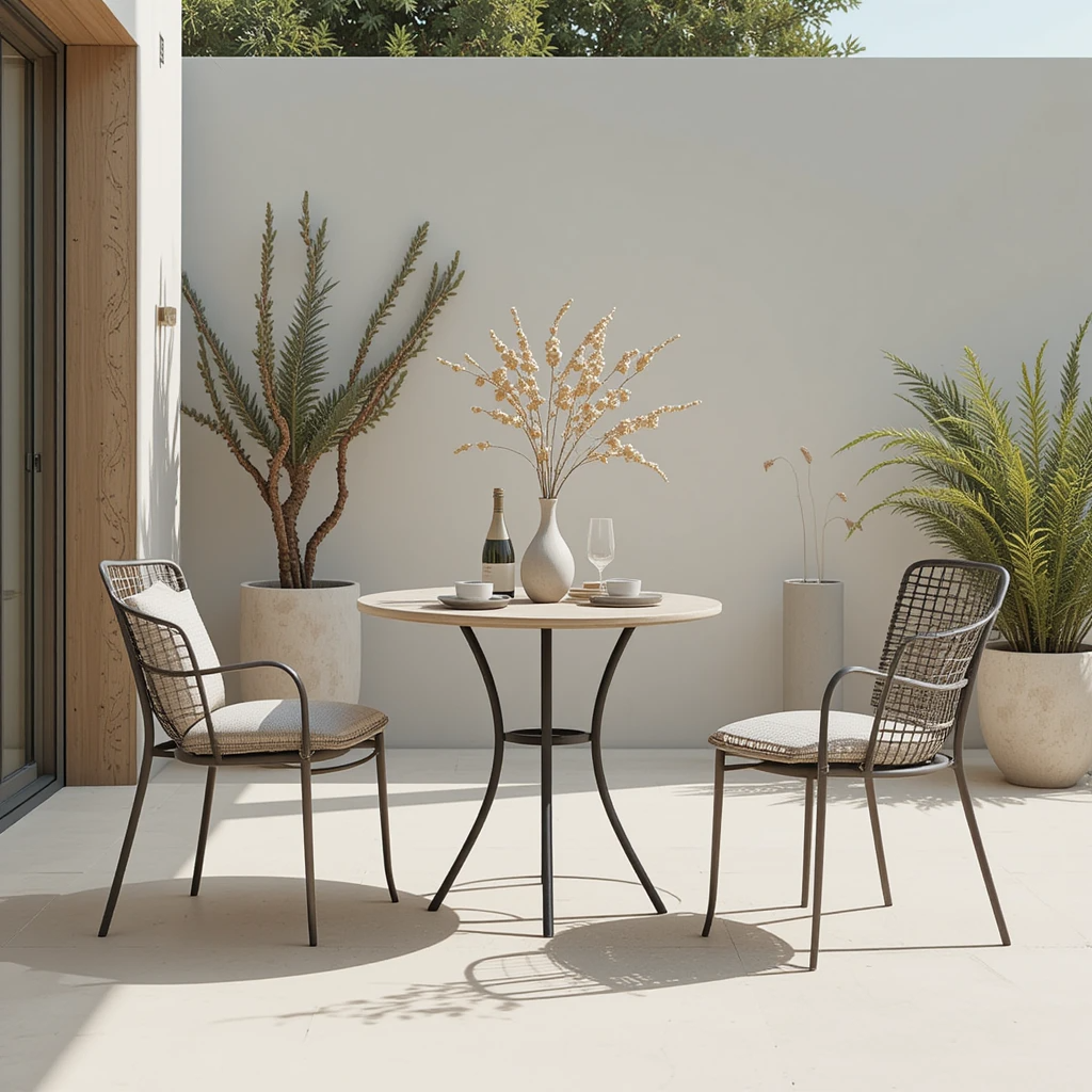 conjunto jardín mesa y sillas